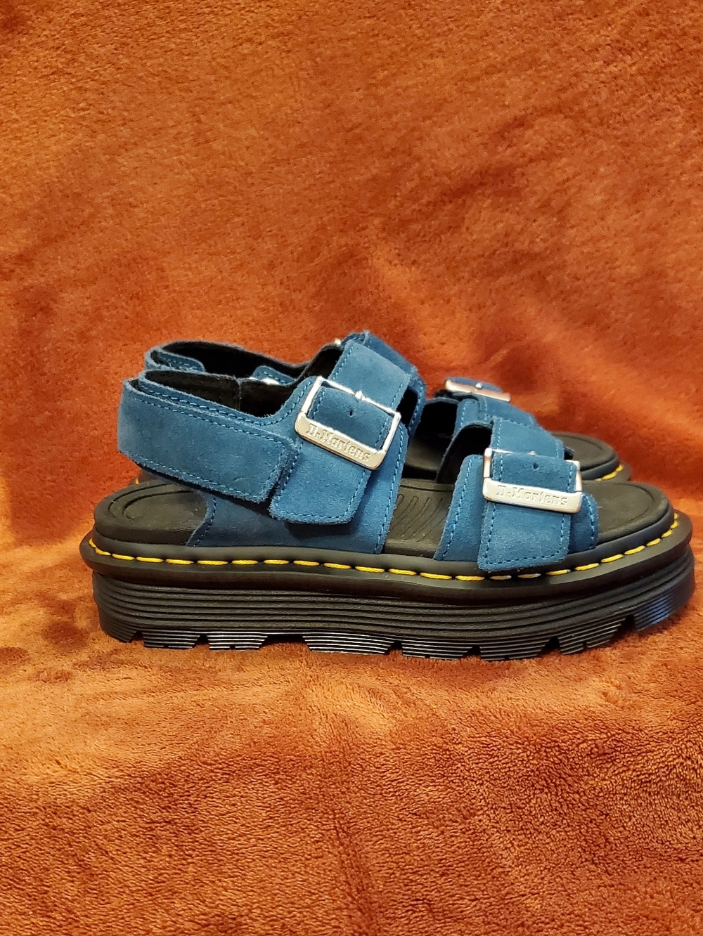 NEW Dr. Martens Blue Suede Chunky Lug Sandals